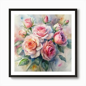 Watercolor Roses 4 Art Print