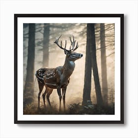 Deer In The Forest Haze Ultra Detailed Film Photography Light Leaks Larry Bud Melman Trending (74) Art Print