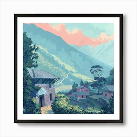 Village In The Mountains 4 Art Print