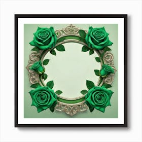 Green Roses Frame 9 Art Print