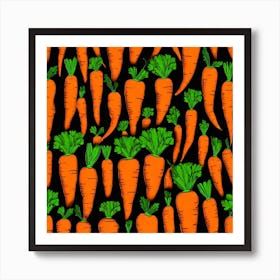 Carrots On Black Background 5 Art Print