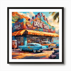 Drive-Thru Coffee Shop Near The Beach Art Print