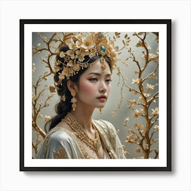 Beautiful Angel Like Face Of Women Art Print