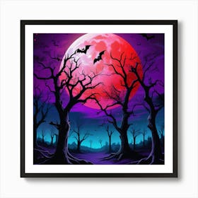 Full Moon In The Forest Art Print