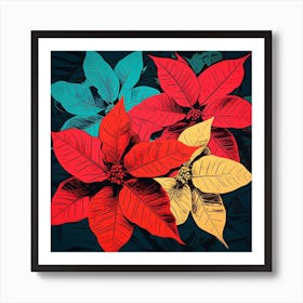 Andy Warhol Style Pop Art Flowers Poinsettia 2 Square Art Print