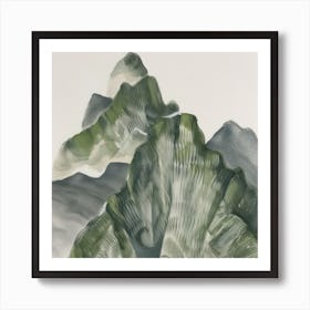 Japanese Watercolour Of Mount Norikura 5 Art Print