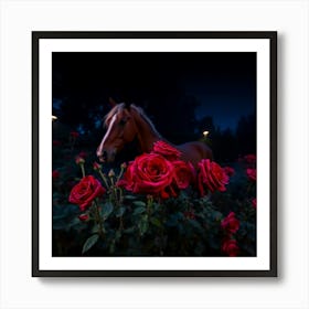 Horse In The Night Art Print