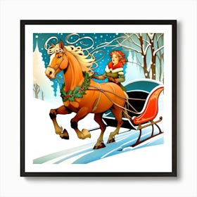 Sleigh in the Snow Art Print