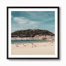 At The Beach, Colour St Sebastian, Spain Square Art Print