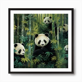 Panda Bears In The Bamboo Forest Poster