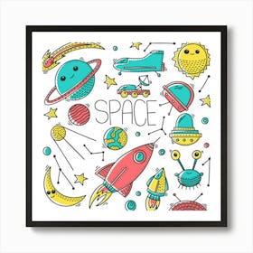 Space Doodles 2 Art Print