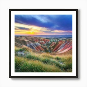 Colorful Hills At Sunset Art Print