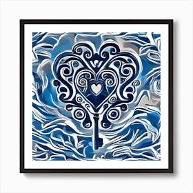 Heart Key wallart colorful print abstract poster art illustration design texture for canvas Art Print