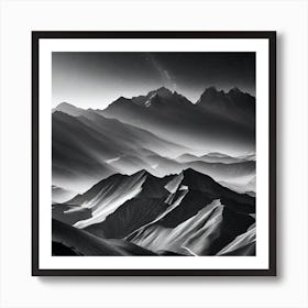 Black And White Mountain Landscape 13 Art Print