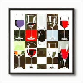 Cocktails Examples - Wine Glasses Art Print