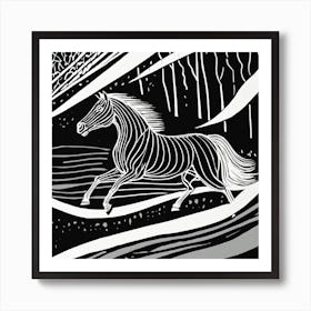 Horse In The Snow Art Print