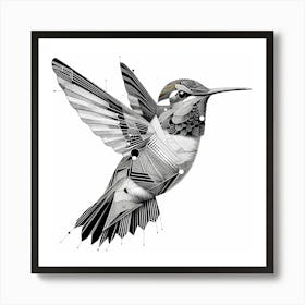 Colibri Fly - Abstract Line Art Illustration 186 Art Print