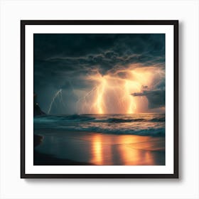 Lightning Over The Ocean 2 Art Print