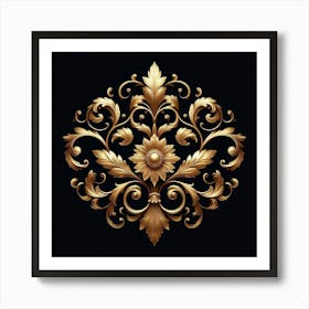 Gold Floral Ornament Art Print