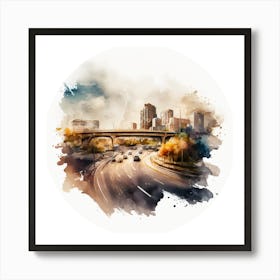 Cityscape Watercolor Painting.A fine artistic print that decorates the place. 1 Art Print