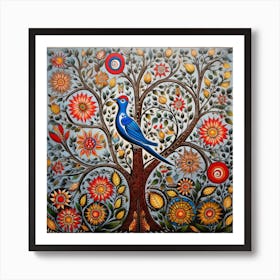 Blue Bird In A Tree Art Print