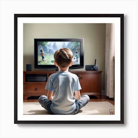 Boy Watching Tv Art Print