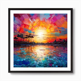 Sunset Over The Water Art Print