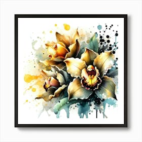 Watercolor Of Orchids 1 Art Print