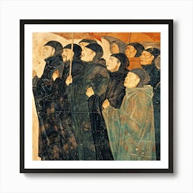 Monks With Umbrellas 1 Art Print