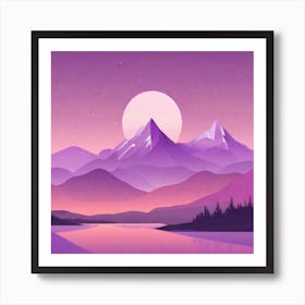 Misty mountains background in purple tone 80 Art Print