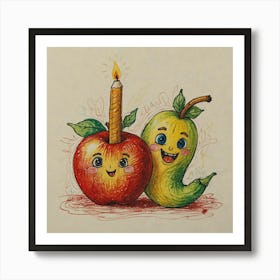 Apple And Candle Art Print