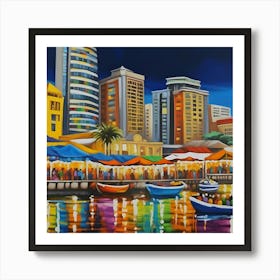 Waterfront market Art Print