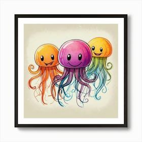 Three Jellyfish Art Print