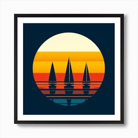 Sailboats At Sunset 3 Art Print