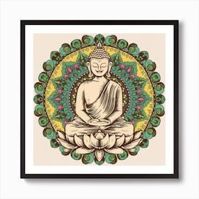 Buddha In Lotus 2 Art Print