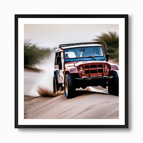 Jeep In The Desert Art Print
