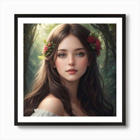 Lady of Roses in the Woods Art Print