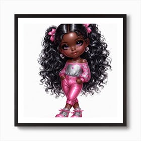 Little Black Girl In Pink 3 Art Print