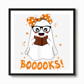 Booooks Ghost Funny Boo Read Books Lover Library Halloween Art Print