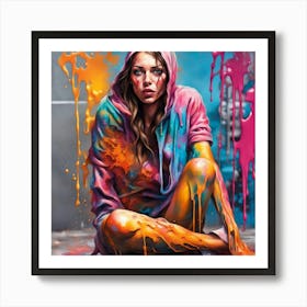 Girl With Paint On Her Face Art Print