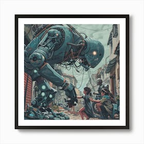 Robots And Children Art Print