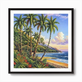 Palm Trees On The Beach 3 Art Print