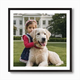 Little Girl With Dog At White House Art Print