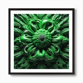 3d Rendering Of A Green Flower Art Print