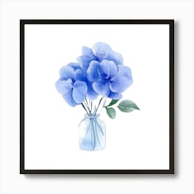 Watercolor Blue Floral 9 Art Print