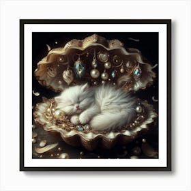Kitty In A Shell Art Print