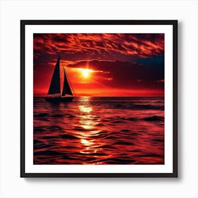 Sailboat At Sunset 28 Art Print