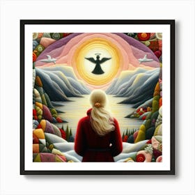 Blonde Women and Angel 4 Art Print