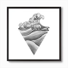 Black And White Sea Waves  Art Print