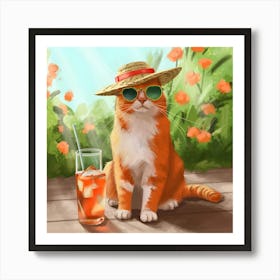 Aperol Spritz Orange Cat Art Print